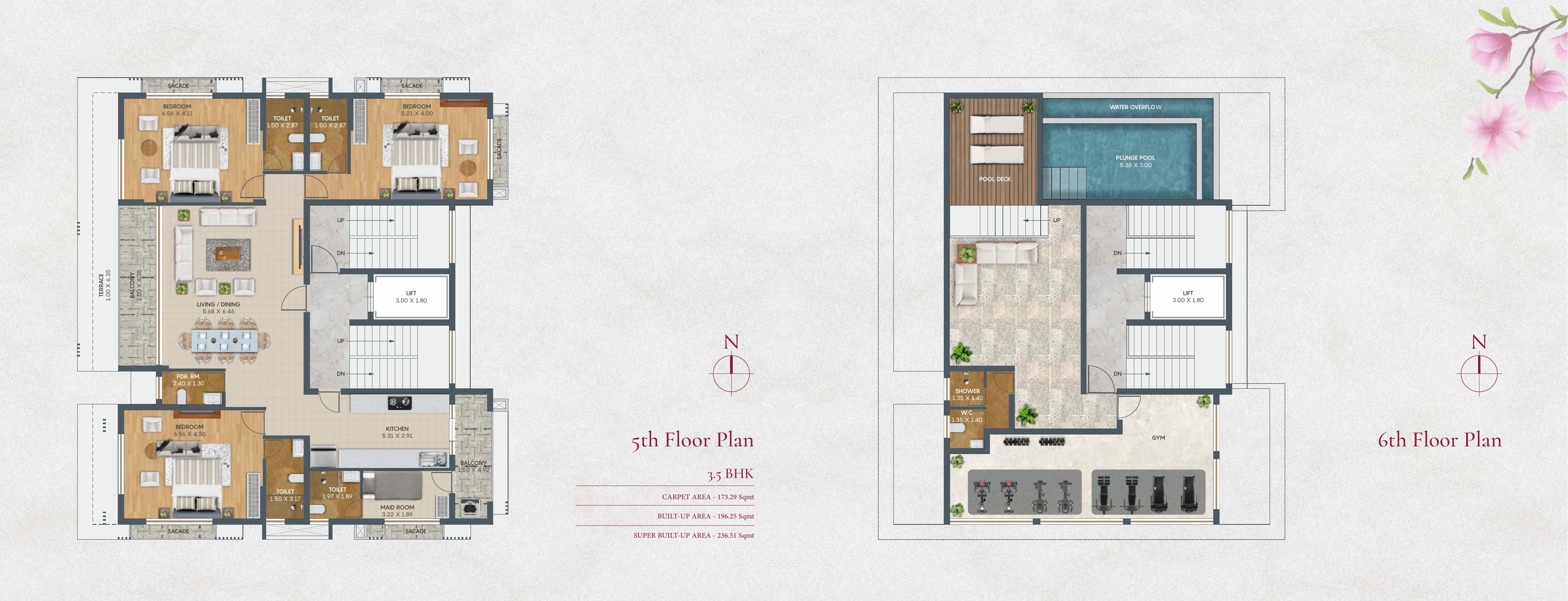 5th Floor Plan — 3.5 BHK